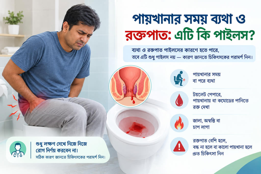 পায়খানার সময় ব্যথা ও রক্তপাত পাইলস নাকি অন্য কোনো সমস্যা